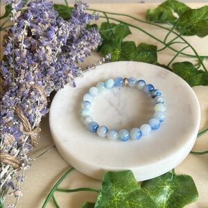 Green and blue Persian Jade gemstone stretch bracelet